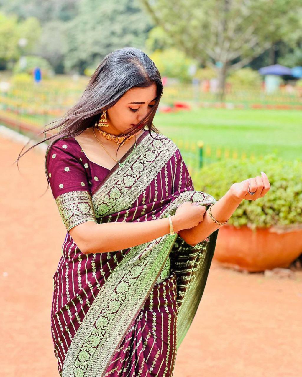 Rich Comfort Organic Banarasi Lichi Silk Wedding Saree