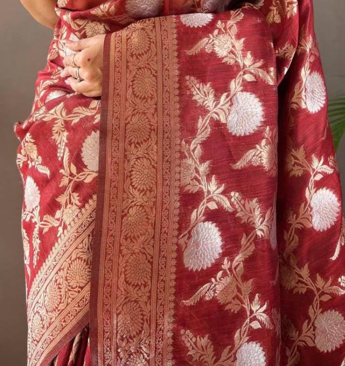 Premium Lilan Slub Soft Cotton Saree with Rich Weaving Blouse