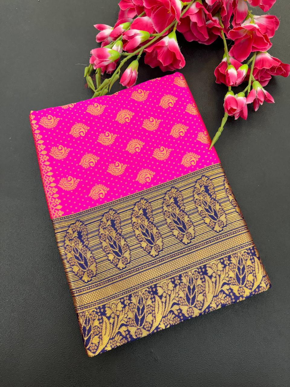 Elegant Organic Banarasi Lichi Silk Wedding Saree