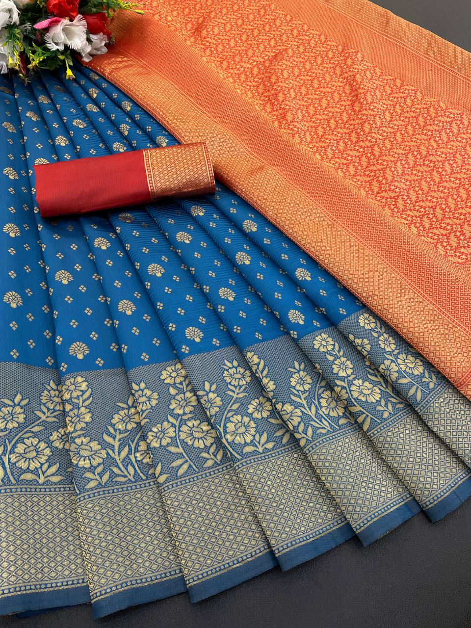 Elegant Organic Banarasi Lichi Silk Wedding Saree