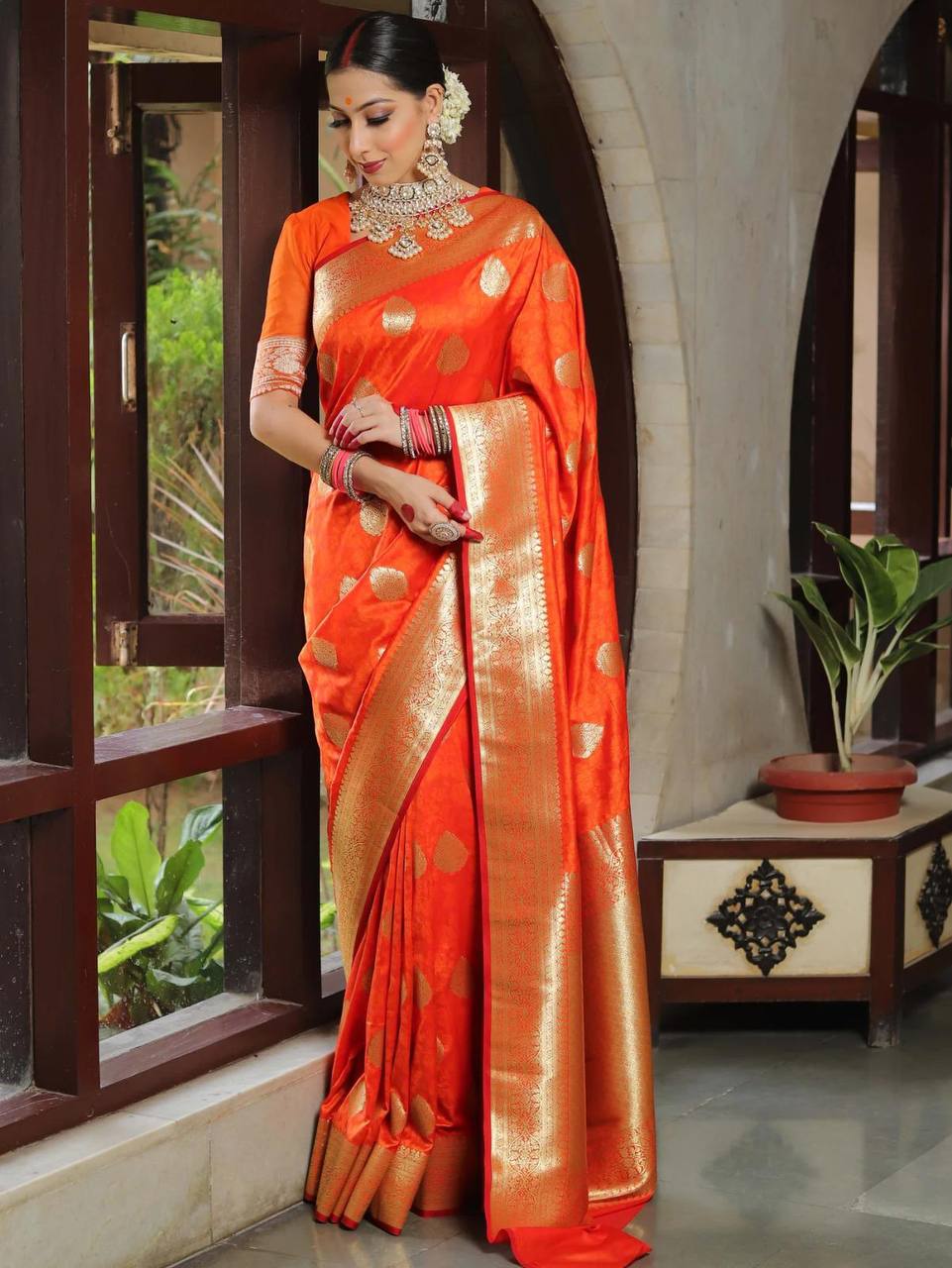 Lightweight Organic Banarasi Lichi Silk Wedding Saree