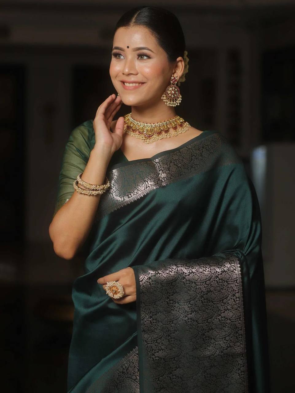 Ultra Lightweight Organic Banarasi Lichi Silk Wedding Saree