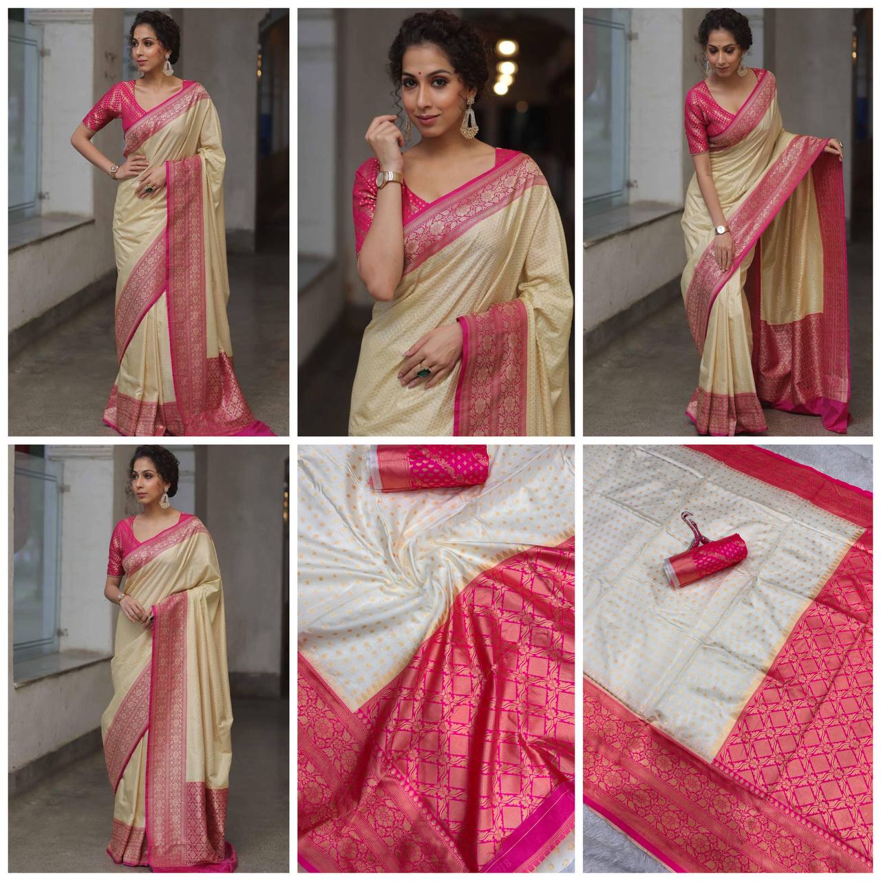 Organic Banarasi Lichi Silk Wedding Saree – Lightweight & Graceful