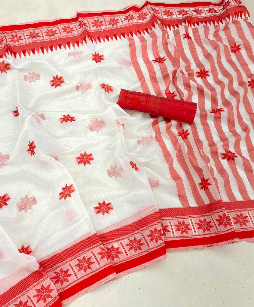 Lilan Soft Cotton Slab Weaving Saree with Rich Blouse