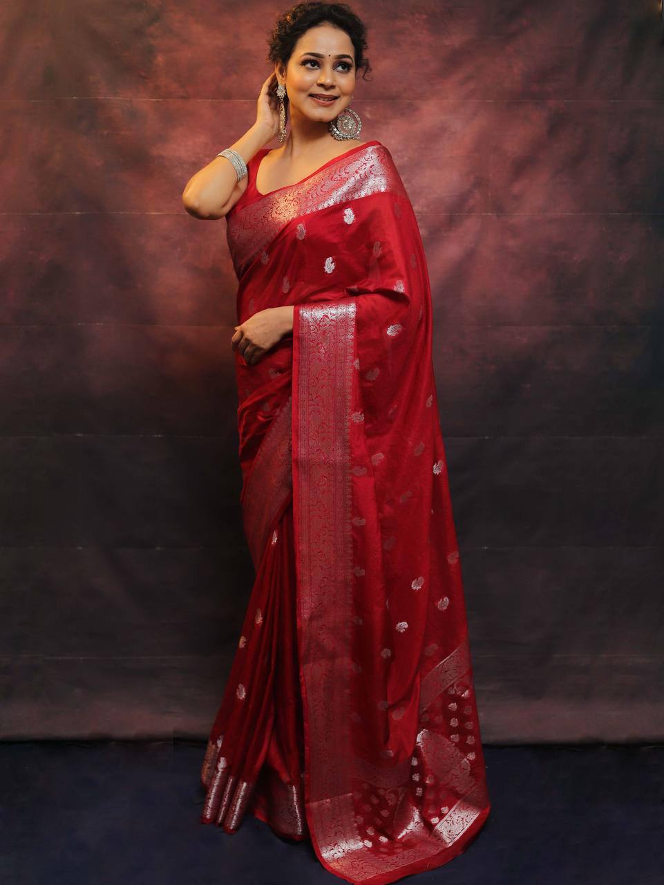 Comfort Fit Organic Banarasi Lichi Silk Wedding Saree