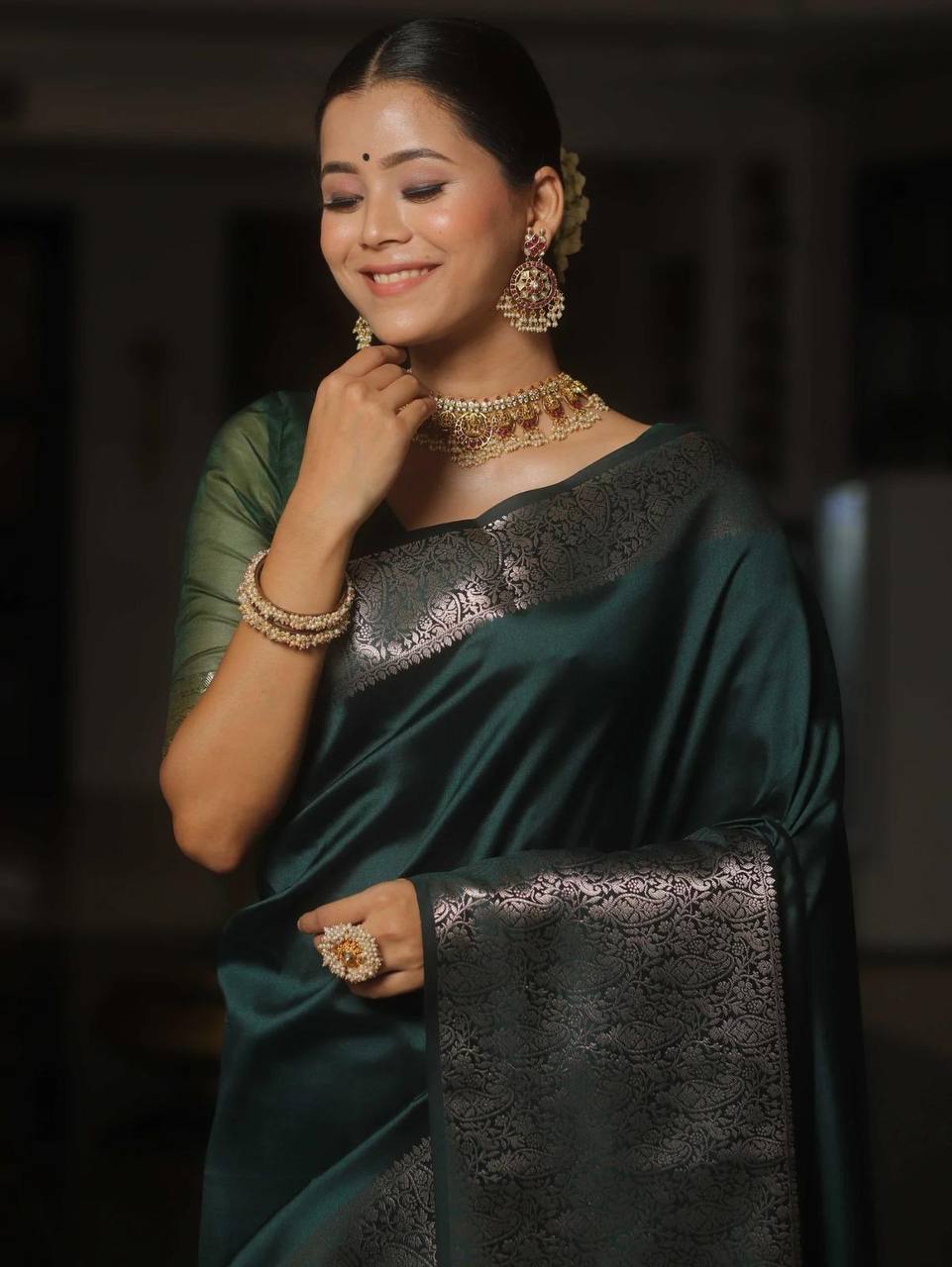 Ultra Lightweight Organic Banarasi Lichi Silk Wedding Saree