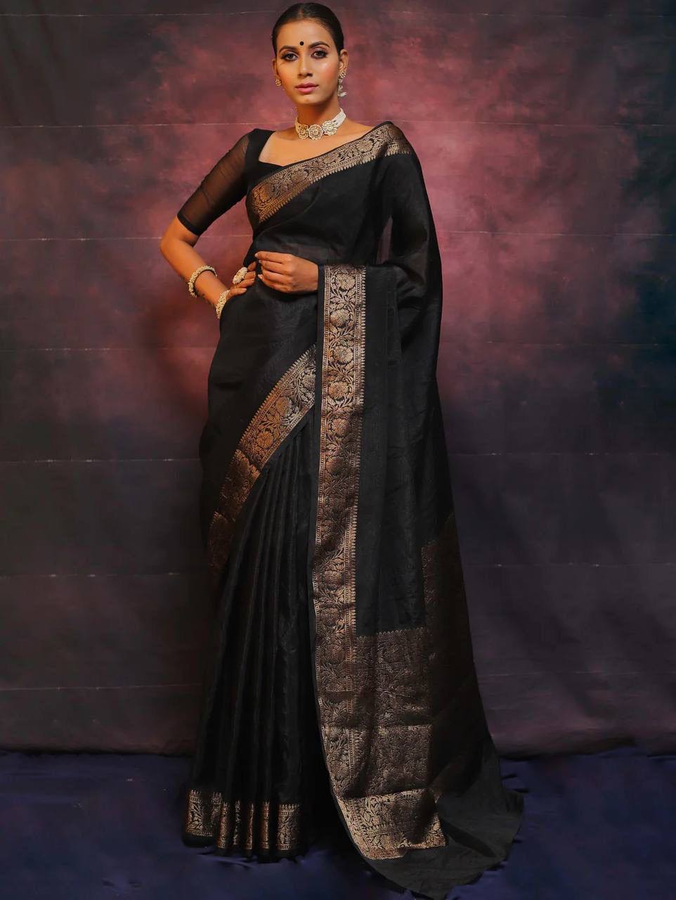 Elegant Organic Banarasi Lichi Silk Wedding Saree