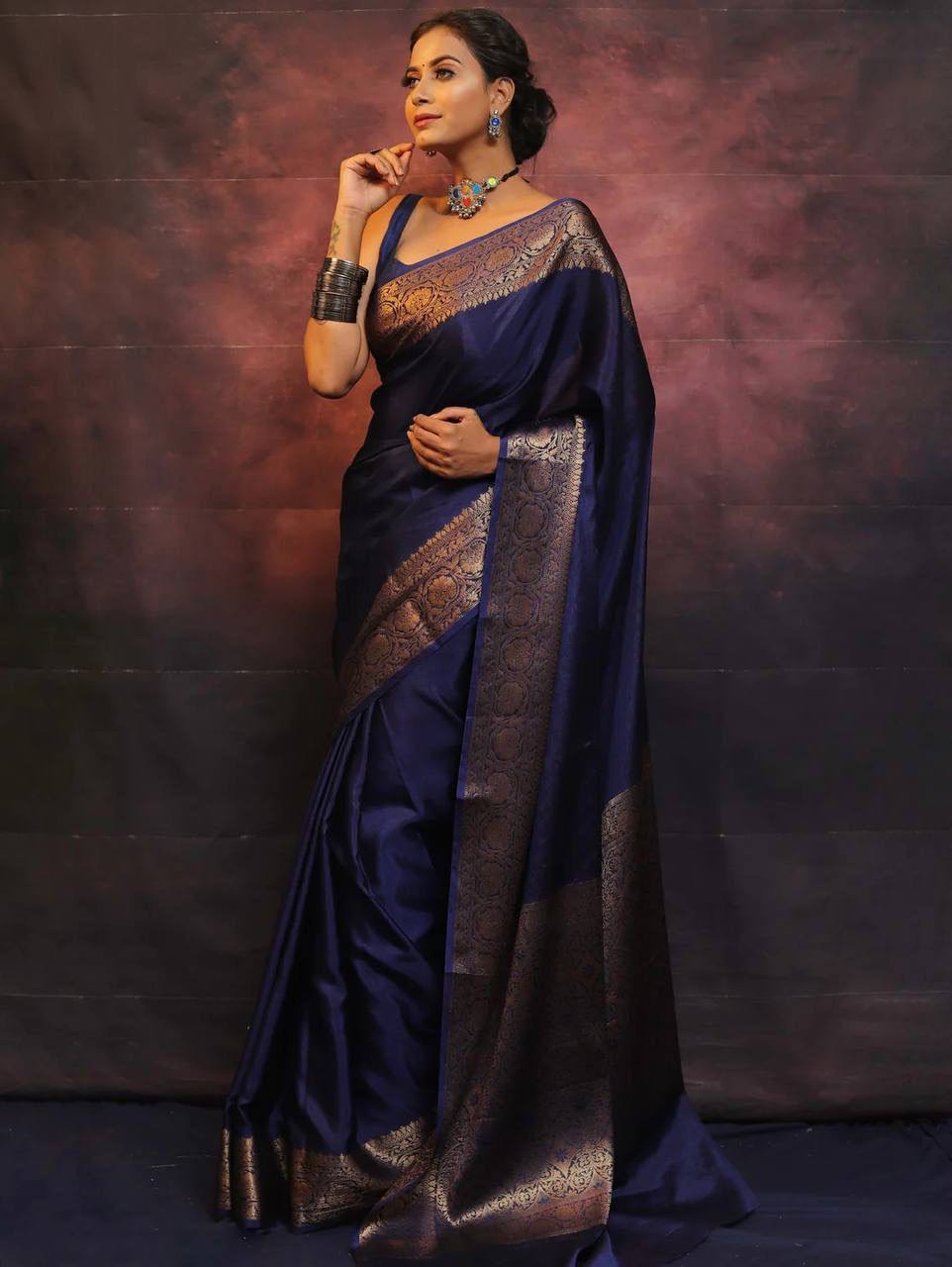 Elegant Organic Banarasi Lichi Silk Wedding Saree
