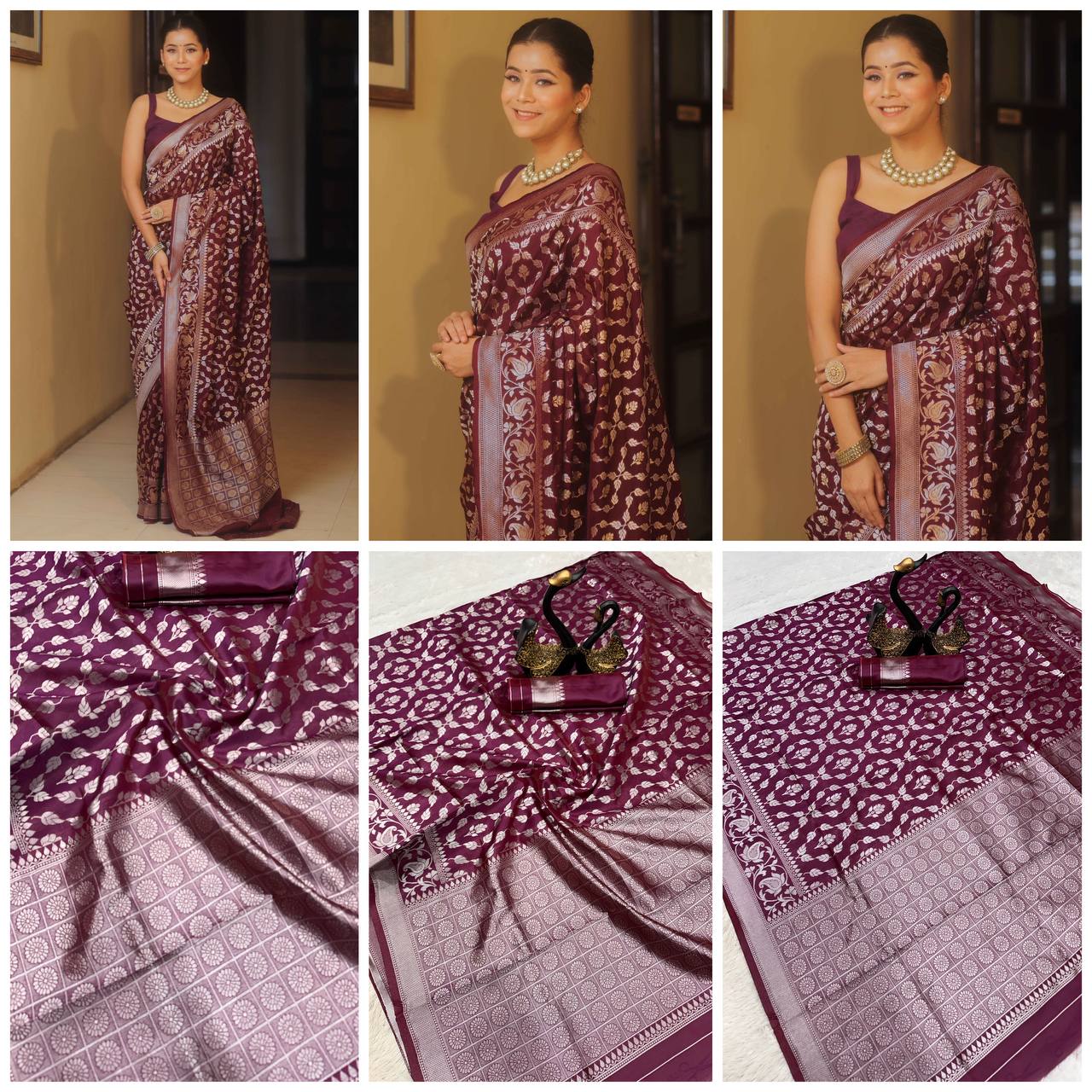 Breathable Organic Banarasi Lichi Silk Wedding Saree