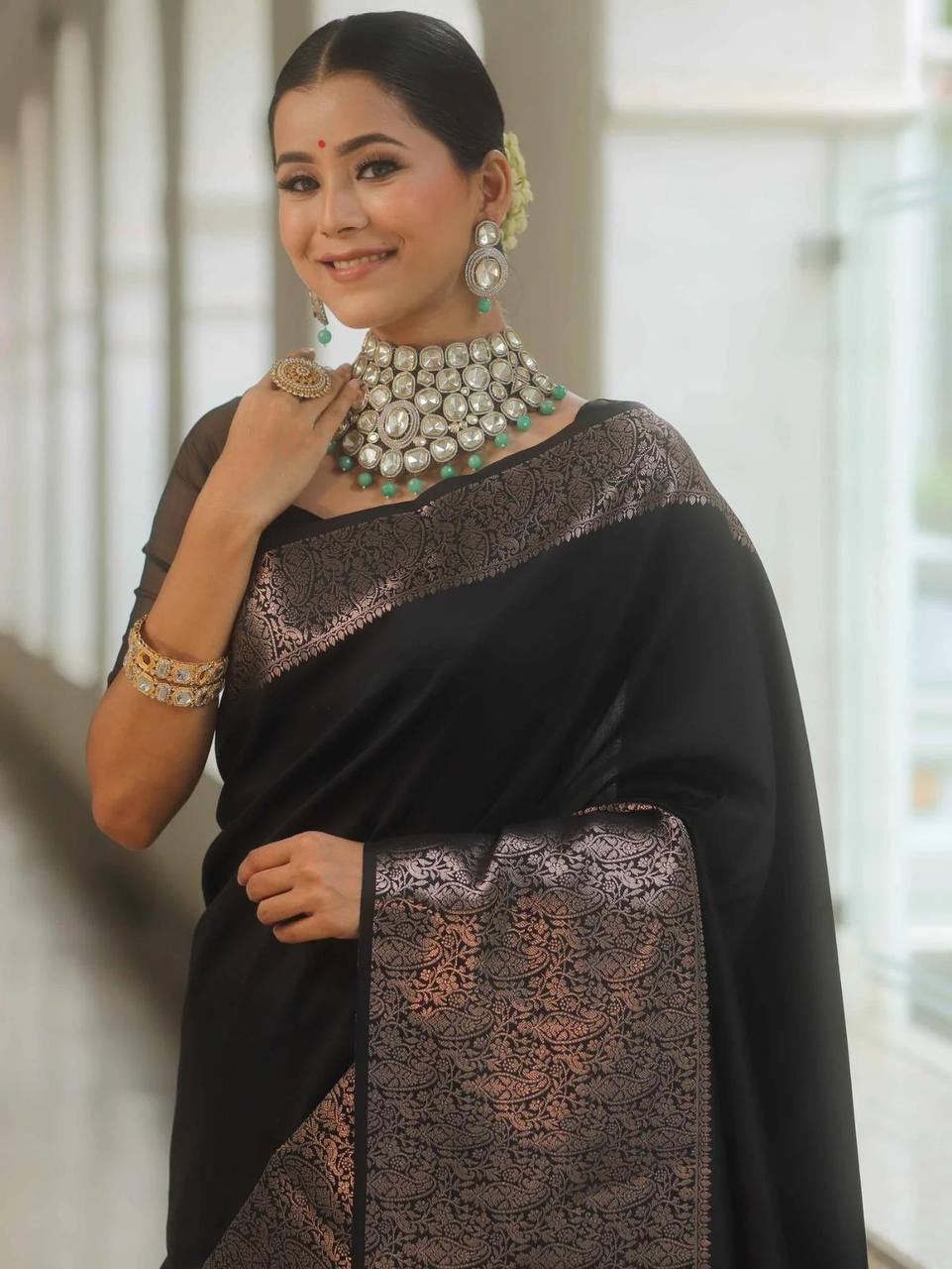 Ultra Lightweight Organic Banarasi Lichi Silk Wedding Saree