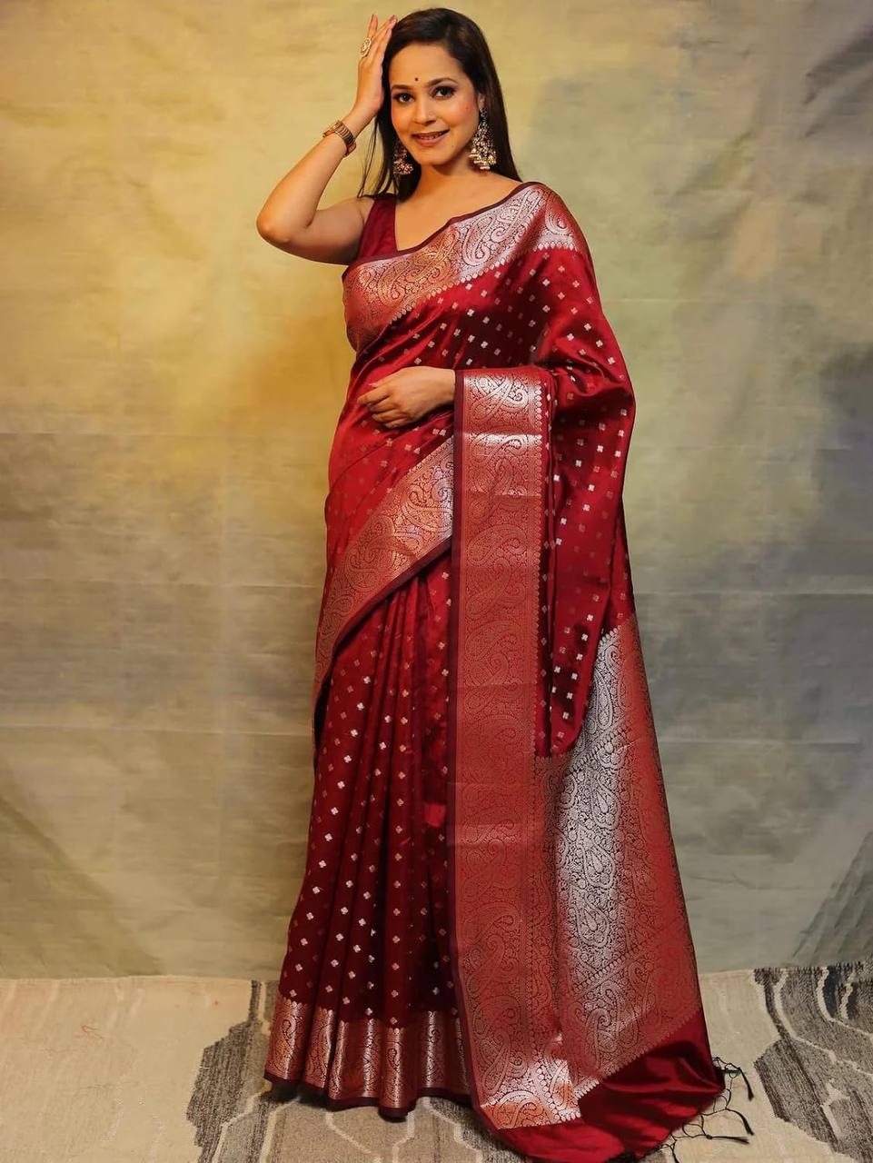 Premium Organic Banarasi Lichi Silk Wedding Saree