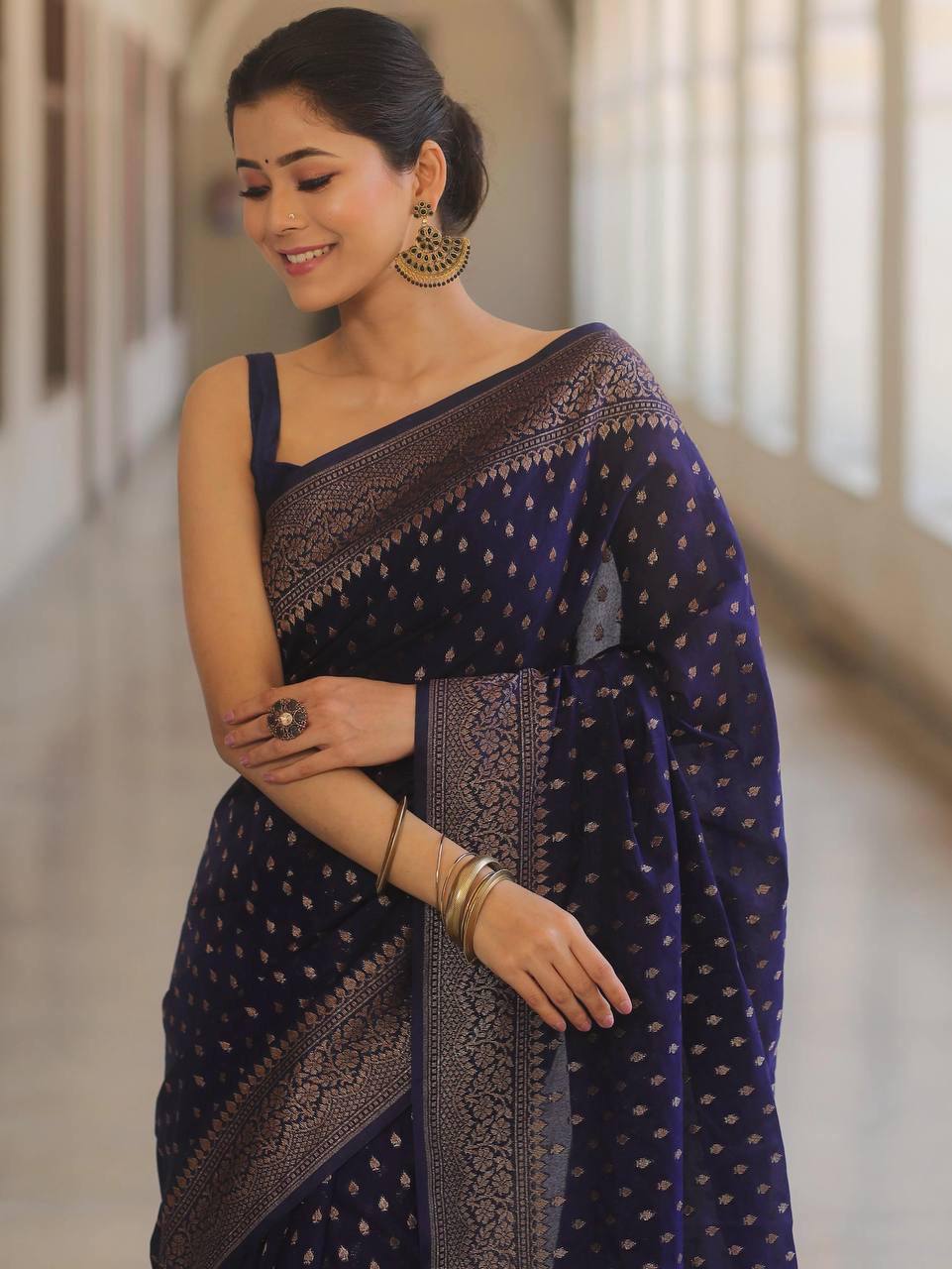 Comfort Wear Banarasi Style Lichi Silk Wedding Saree