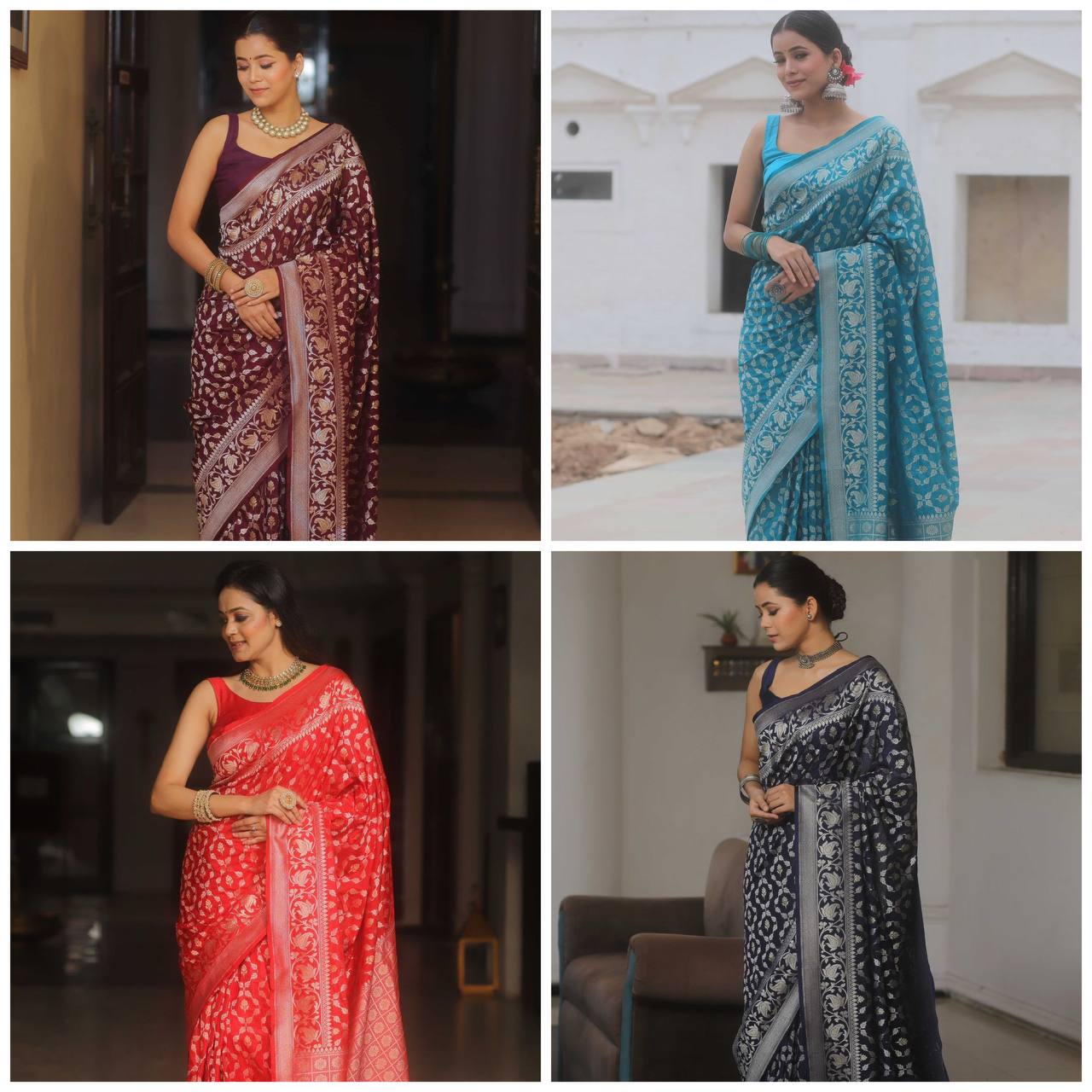 Breathable Organic Banarasi Lichi Silk Wedding Saree