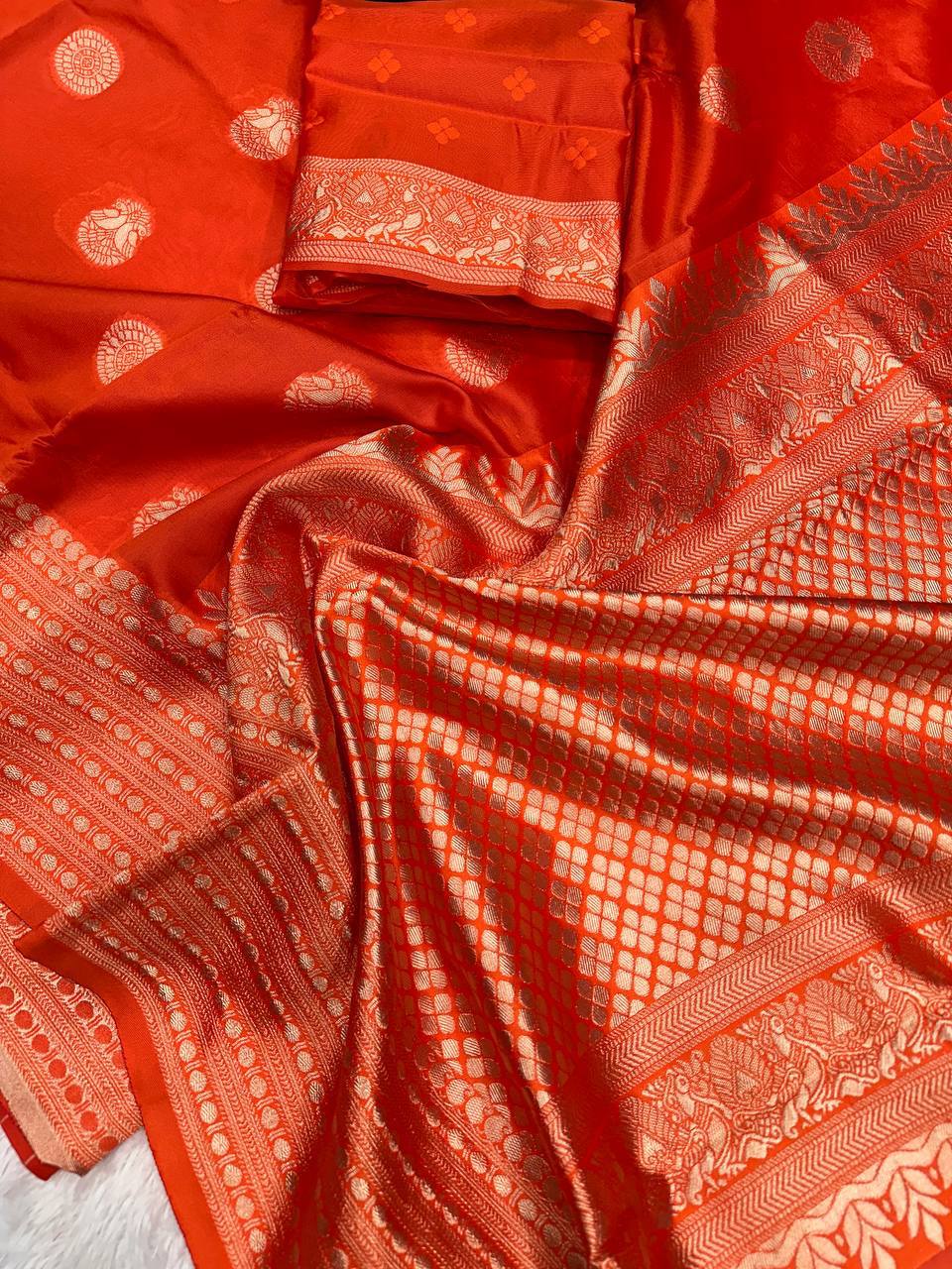 Lightweight Organic Banarasi Lichi Silk Wedding Saree