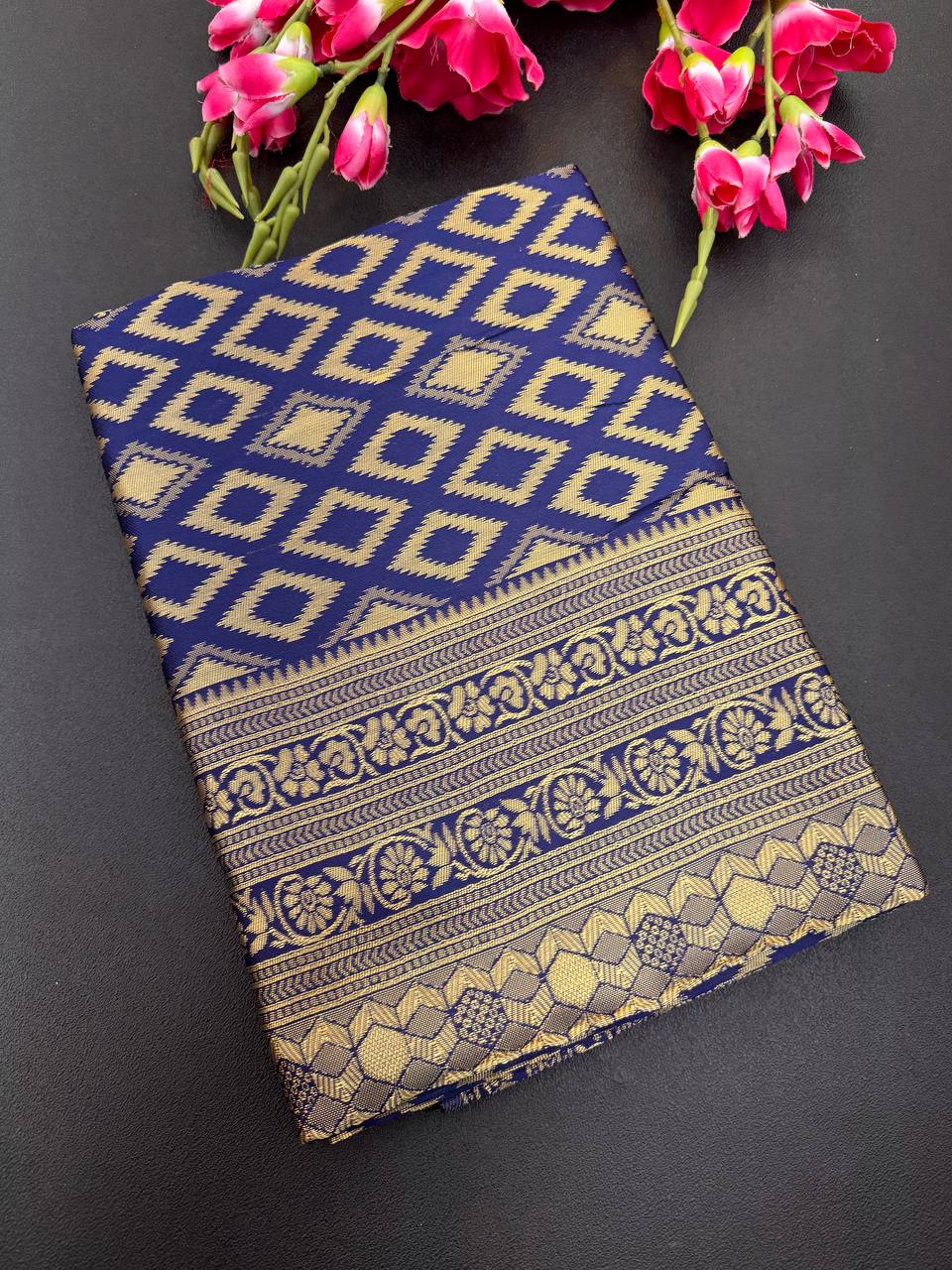 Elegant Organic Banarasi Lichi Silk Wedding Saree