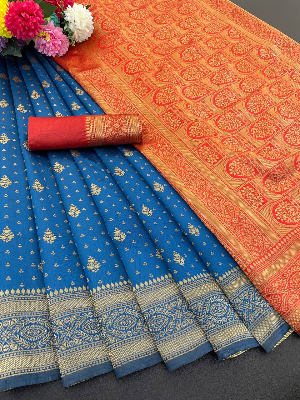 Elegant Organic Banarasi Lichi Silk Wedding Saree