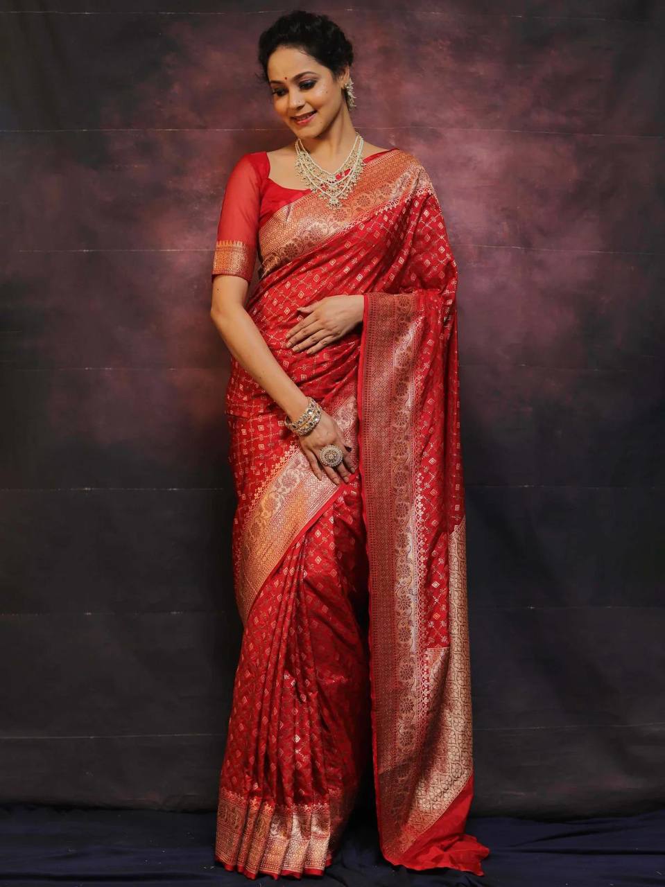 Elegant Organic Banarasi Lichi Silk Wedding Saree