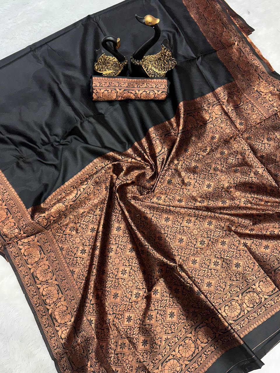 Elegant Organic Banarasi Lichi Silk Wedding Saree