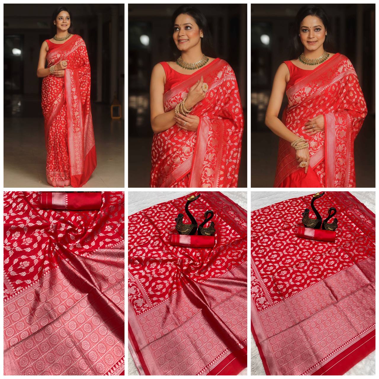 Breathable Organic Banarasi Lichi Silk Wedding Saree