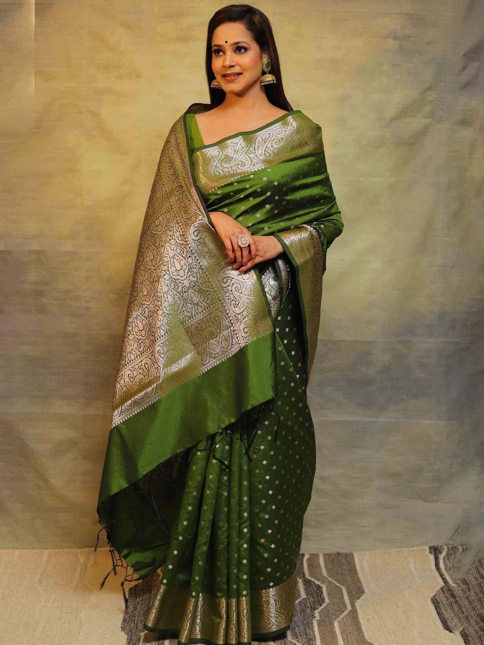 Premium Organic Banarasi Lichi Silk Wedding Saree
