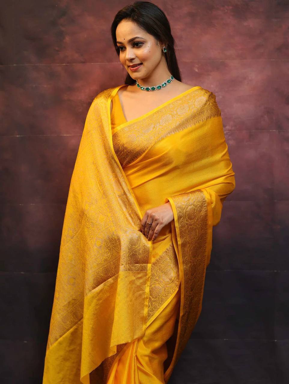 Elegant Organic Banarasi Lichi Silk Wedding Saree