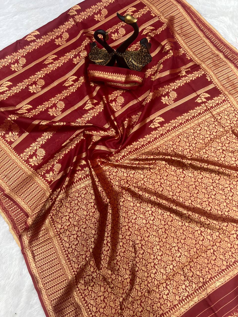 Comfort Elegance Organic Banarasi Lichi Silk Wedding Saree