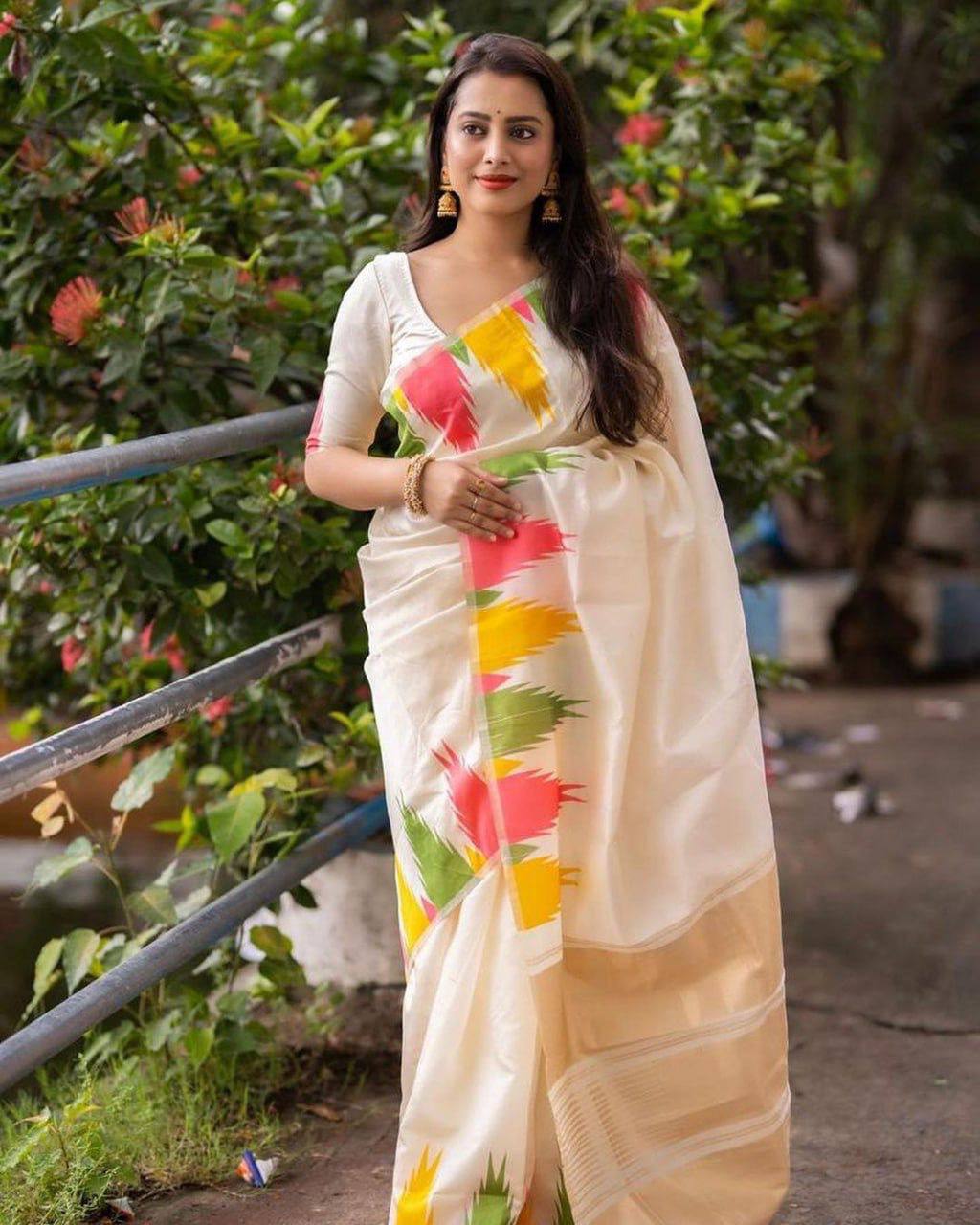 Ultra Light Organic Banarasi Lichi Silk Wedding Saree