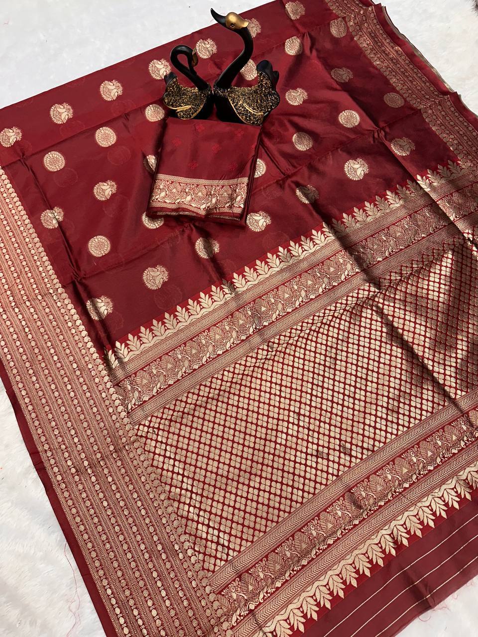 Lightweight Organic Banarasi Lichi Silk Wedding Saree