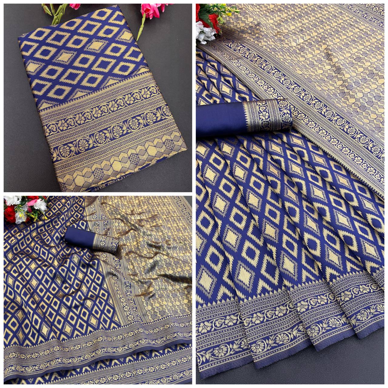 Elegant Organic Banarasi Lichi Silk Wedding Saree