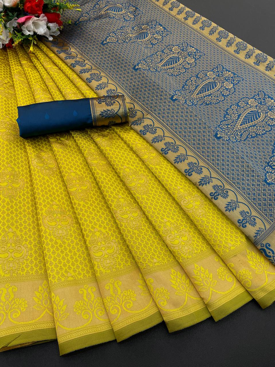 Elegant Organic Banarasi Lichi Silk Wedding Saree