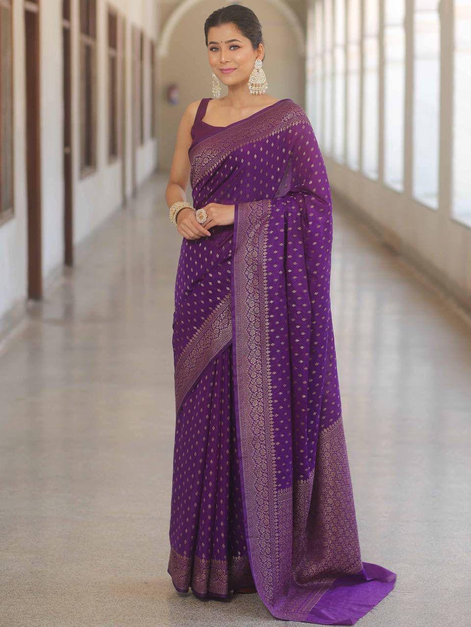 Comfort Wear Banarasi Style Lichi Silk Wedding Saree