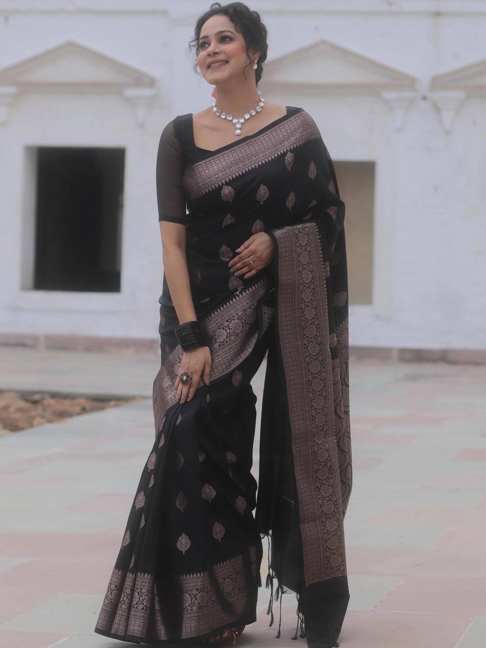 Organic Banarasi Lichi Silk Wedding Saree