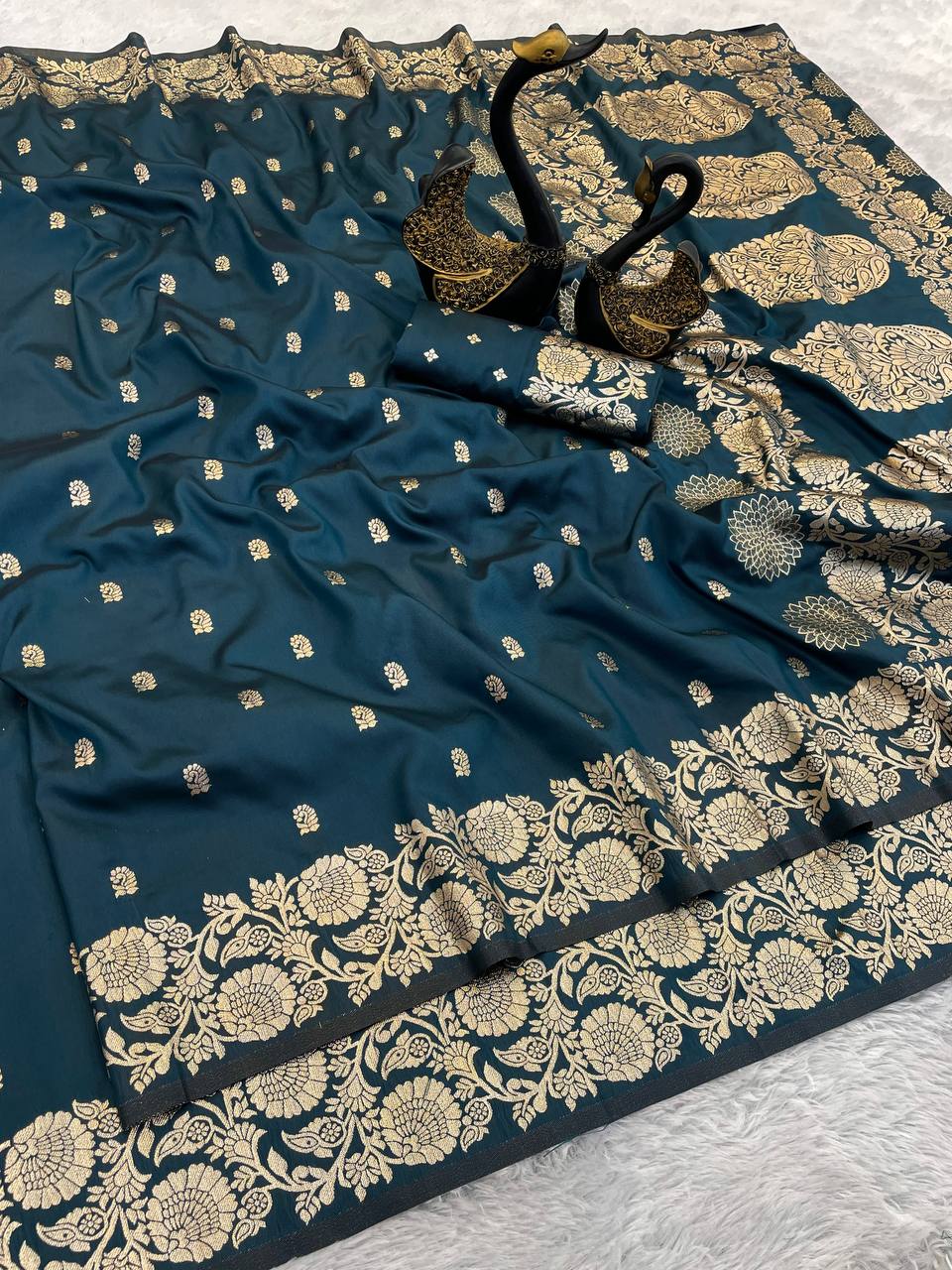 Pure Banarasi Silk Saree with Golden Zari Weaving