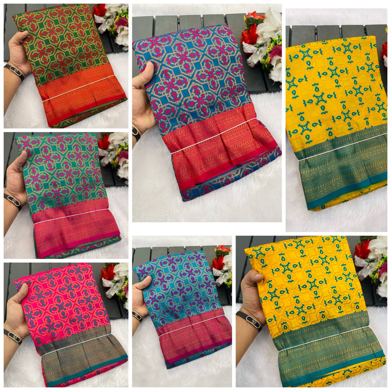 Premium Kanjivaram Soft Silk Saree with Copper Zari Jaal Weaving