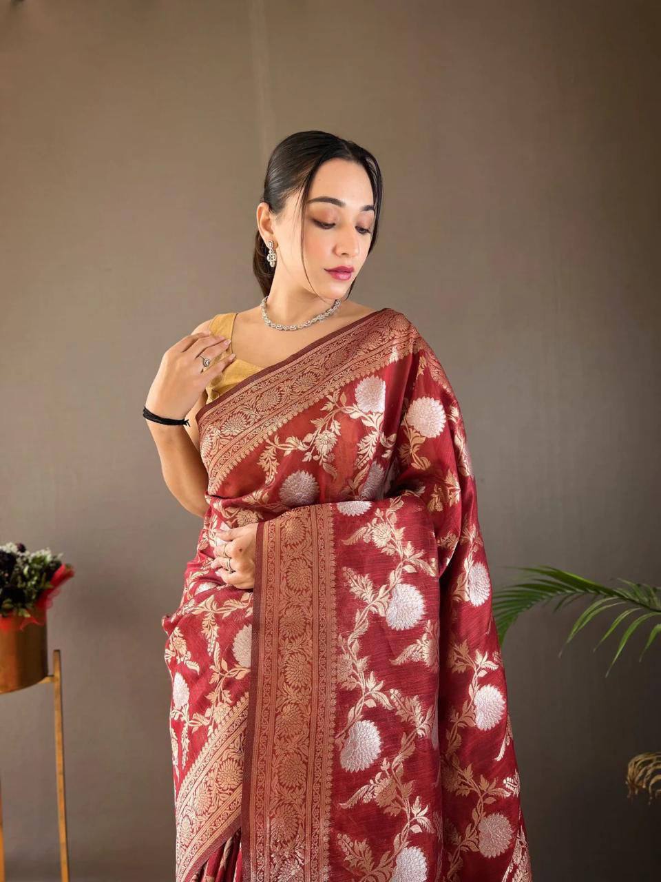 Premium Lilan Slub Soft Cotton Saree with Rich Weaving Blouse