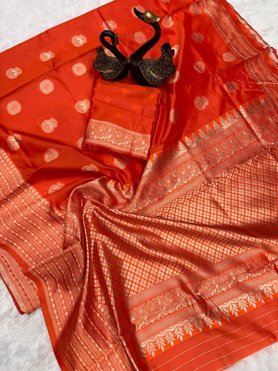 Lightweight Organic Banarasi Lichi Silk Wedding Saree