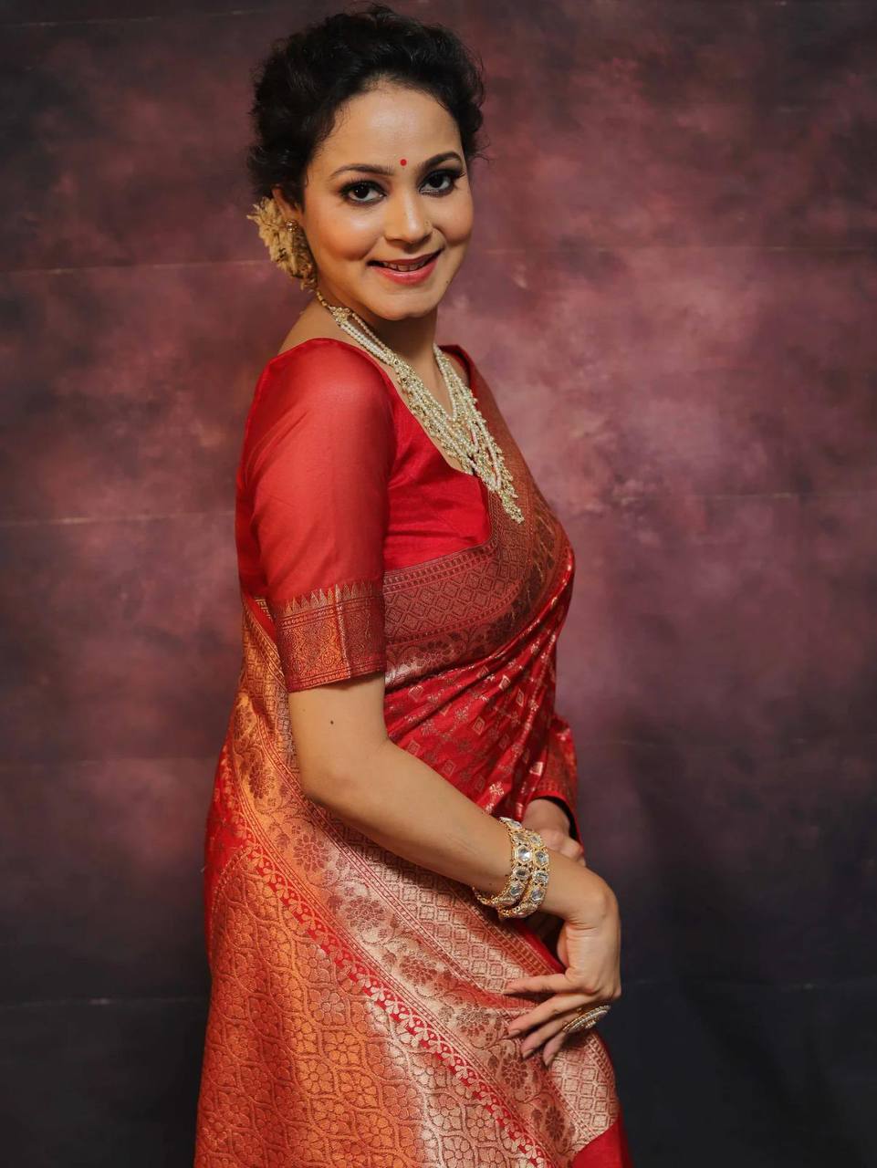 Elegant Organic Banarasi Lichi Silk Wedding Saree