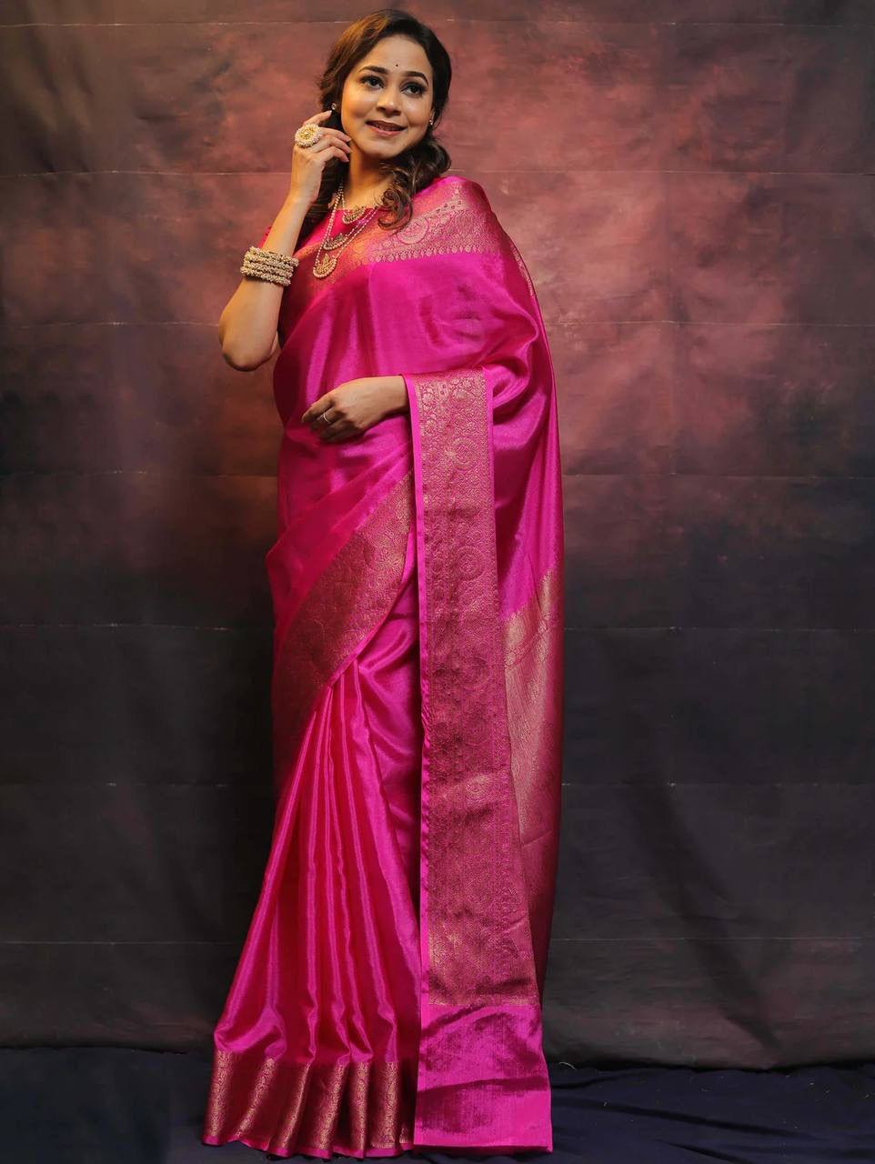Elegant Organic Banarasi Lichi Silk Wedding Saree