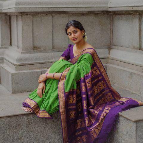 Heavy Drape Organic Banarasi Lichi Silk Wedding Saree
