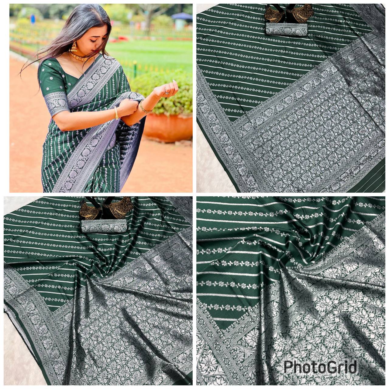 Rich Comfort Organic Banarasi Lichi Silk Wedding Saree