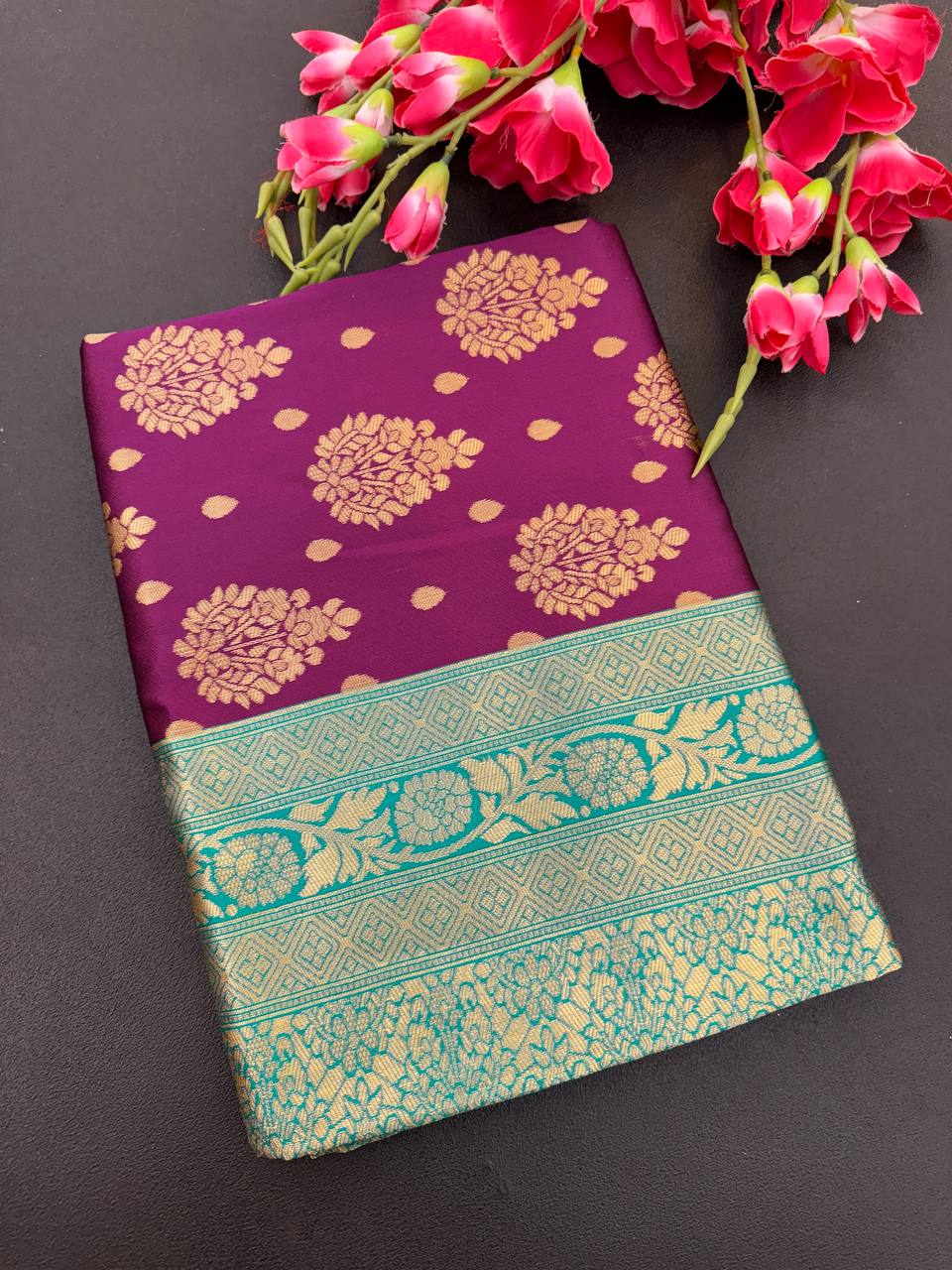 Elegant Organic Banarasi Lichi Silk Wedding Saree