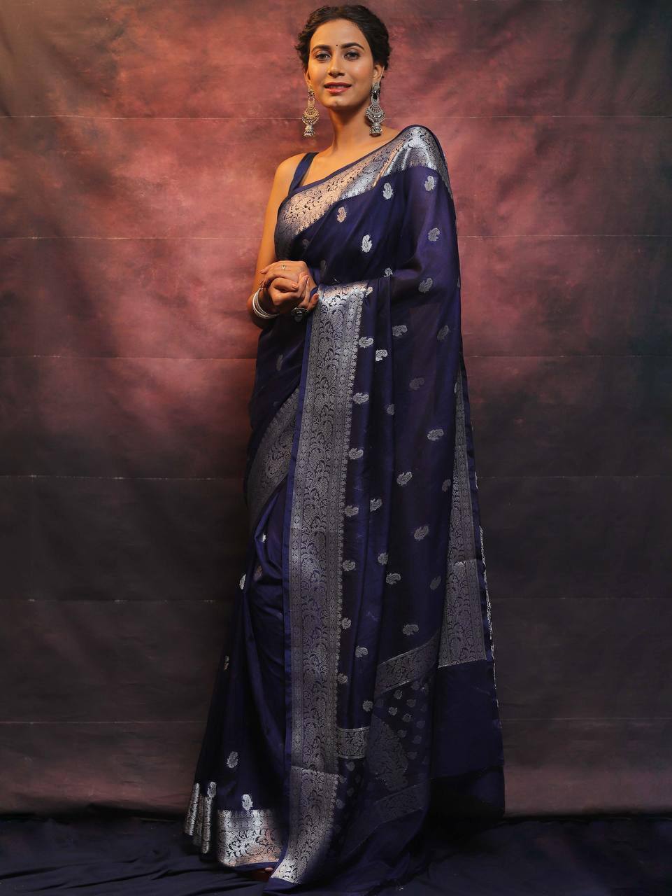 Comfort Fit Organic Banarasi Lichi Silk Wedding Saree