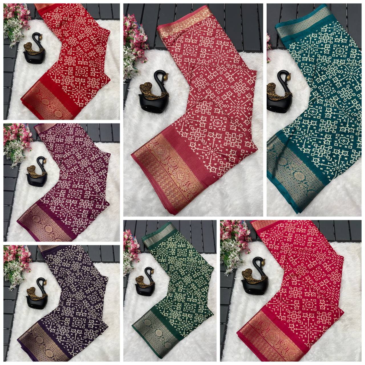 Soft Dola Silk Saree with Jacquard Border & HD Print