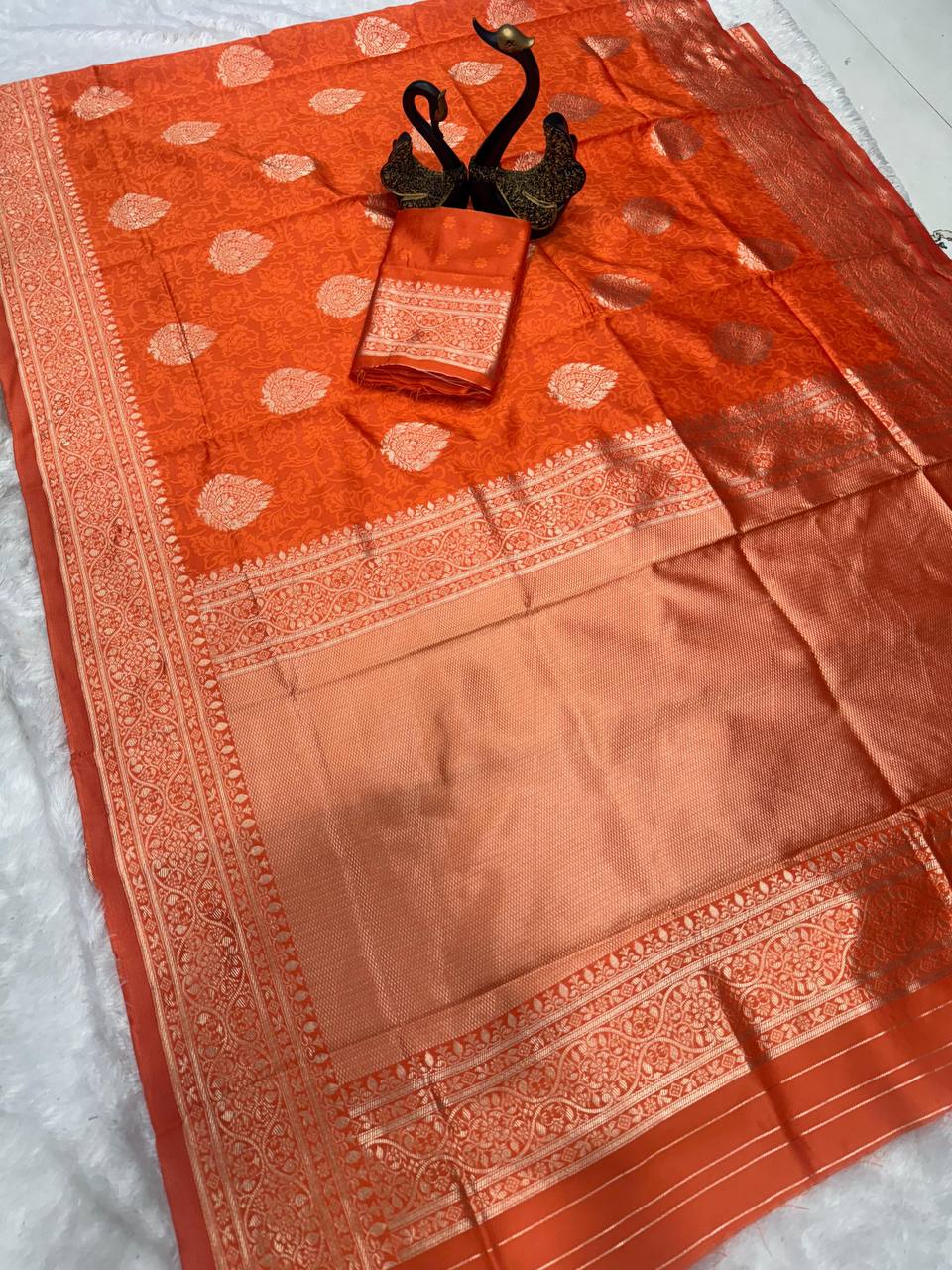 Lightweight Organic Banarasi Lichi Silk Wedding Saree