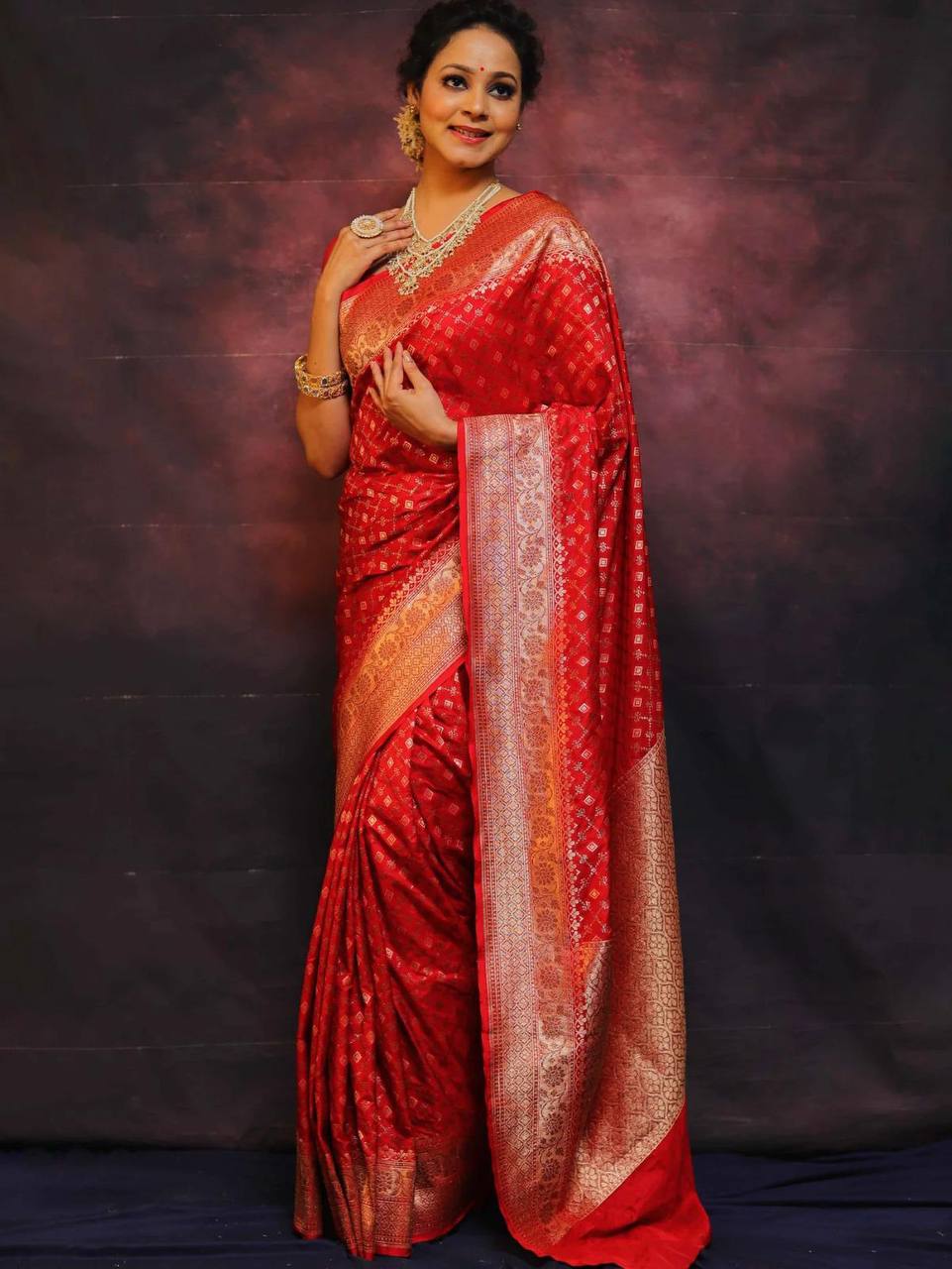 Elegant Organic Banarasi Lichi Silk Wedding Saree