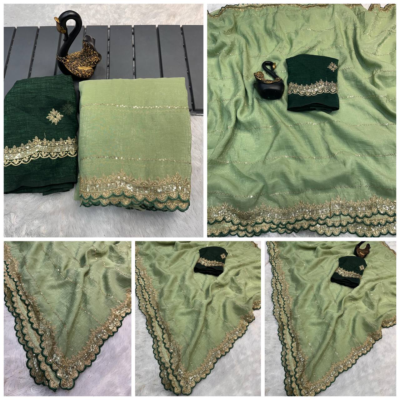 Soft Crunchy Fabric Designer Saree with Sequins & Zari Work