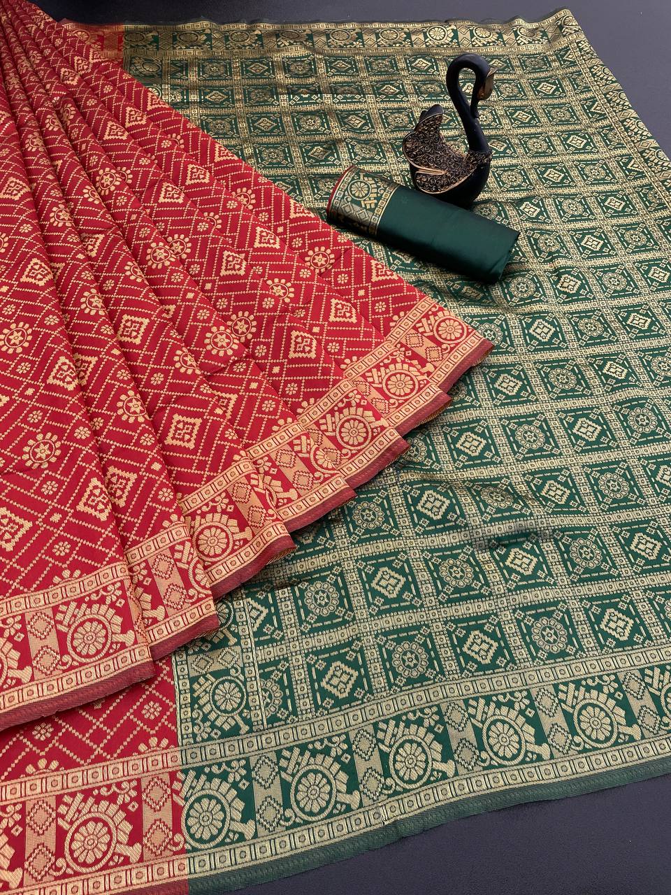 Organic Banarasi Lichi Silk Wedding Saree – Lightweight & Elegant