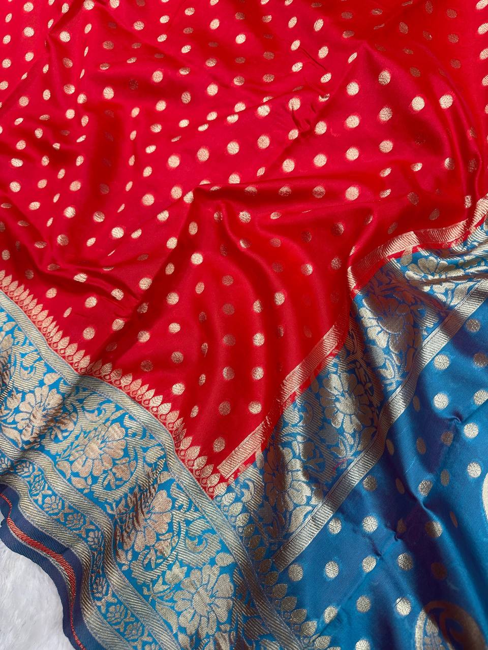 Comfort Fit Organic Banarasi Lichi Silk Wedding Saree