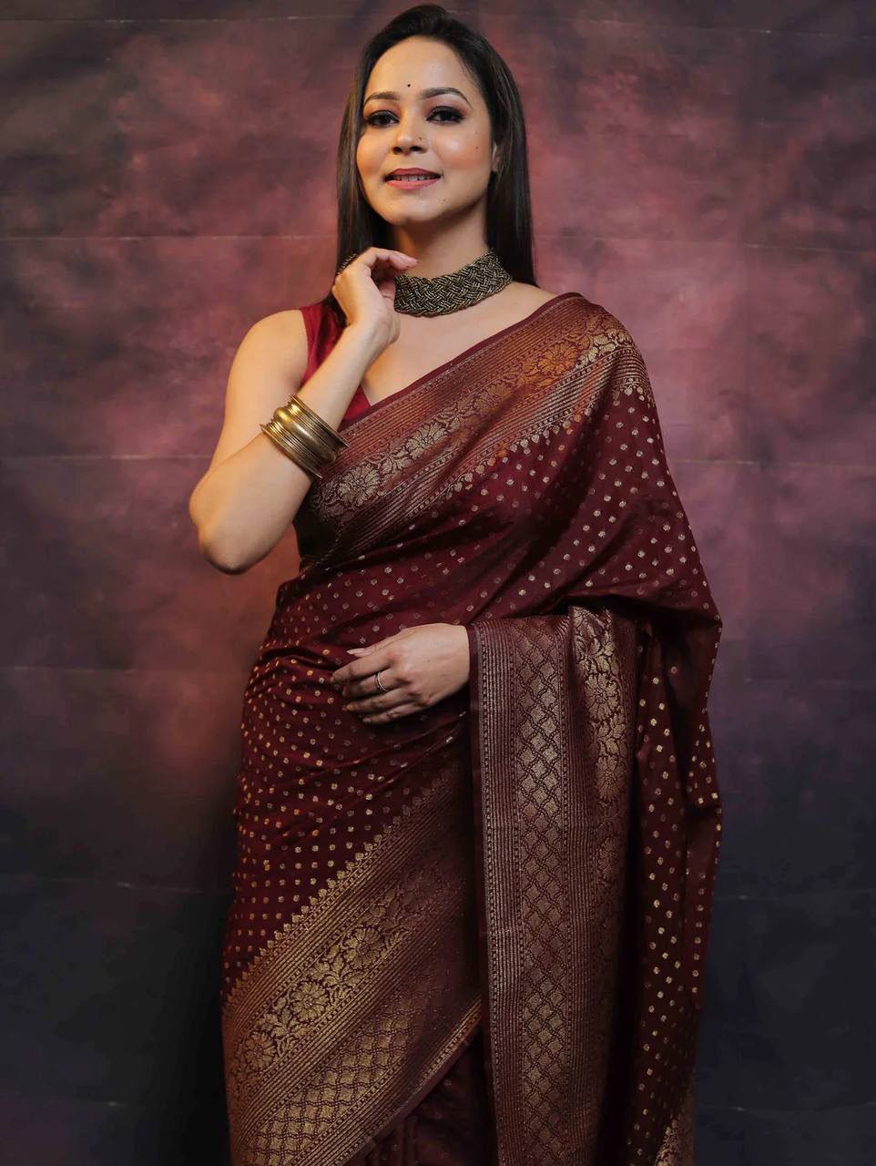 Soft Touch Organic Banarasi Lichi Silk Wedding Saree