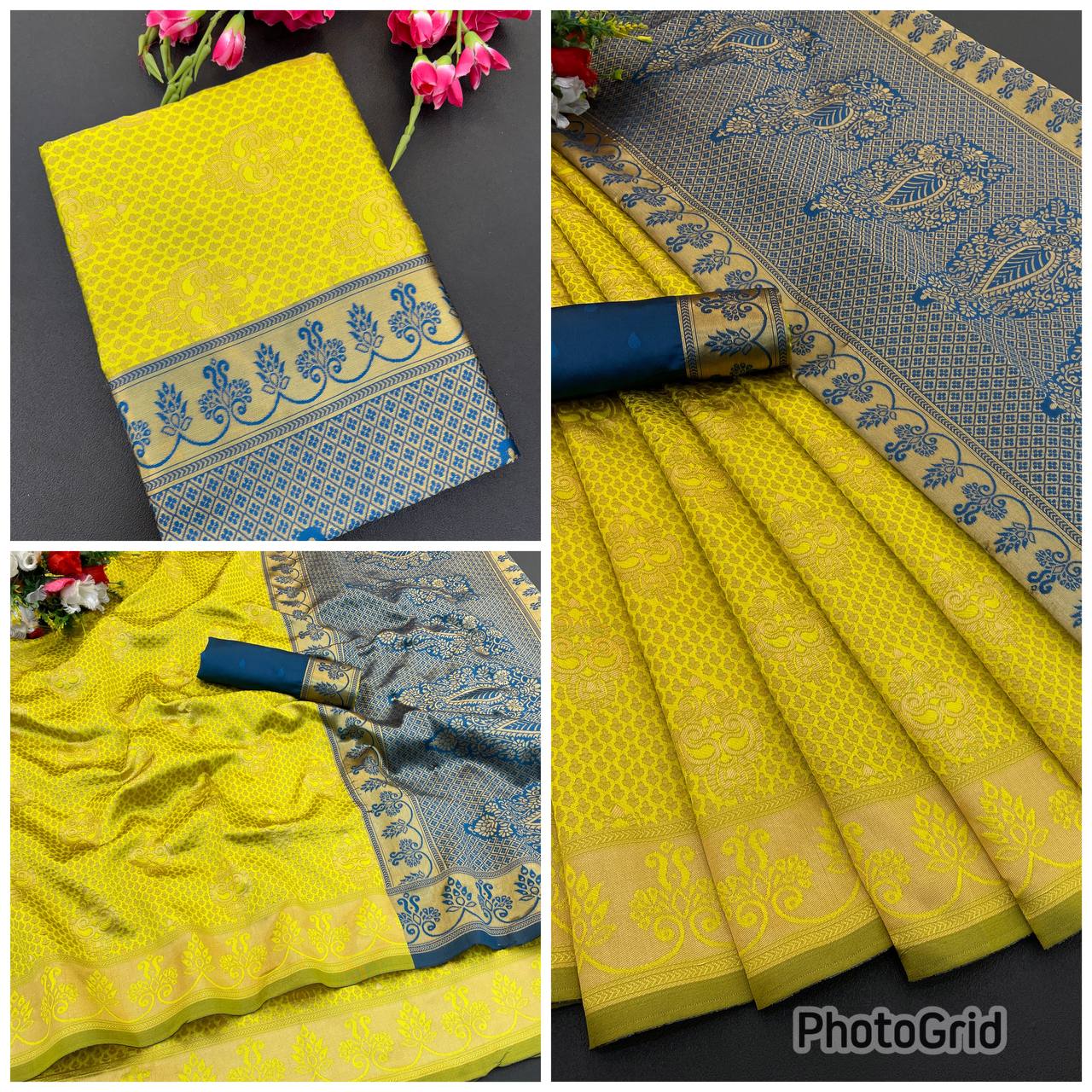 Elegant Organic Banarasi Lichi Silk Wedding Saree